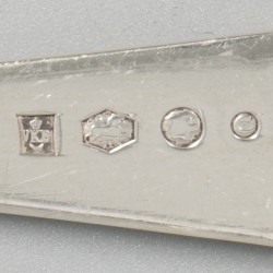 6-delige set lepels Haags lofje zilver.