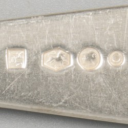 6-delige set dinerlepels Haags lofje zilver.