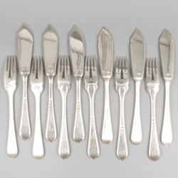 12-delige set visbestek zilver.