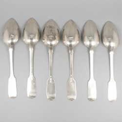 6-delige set dinerlepels zilver.