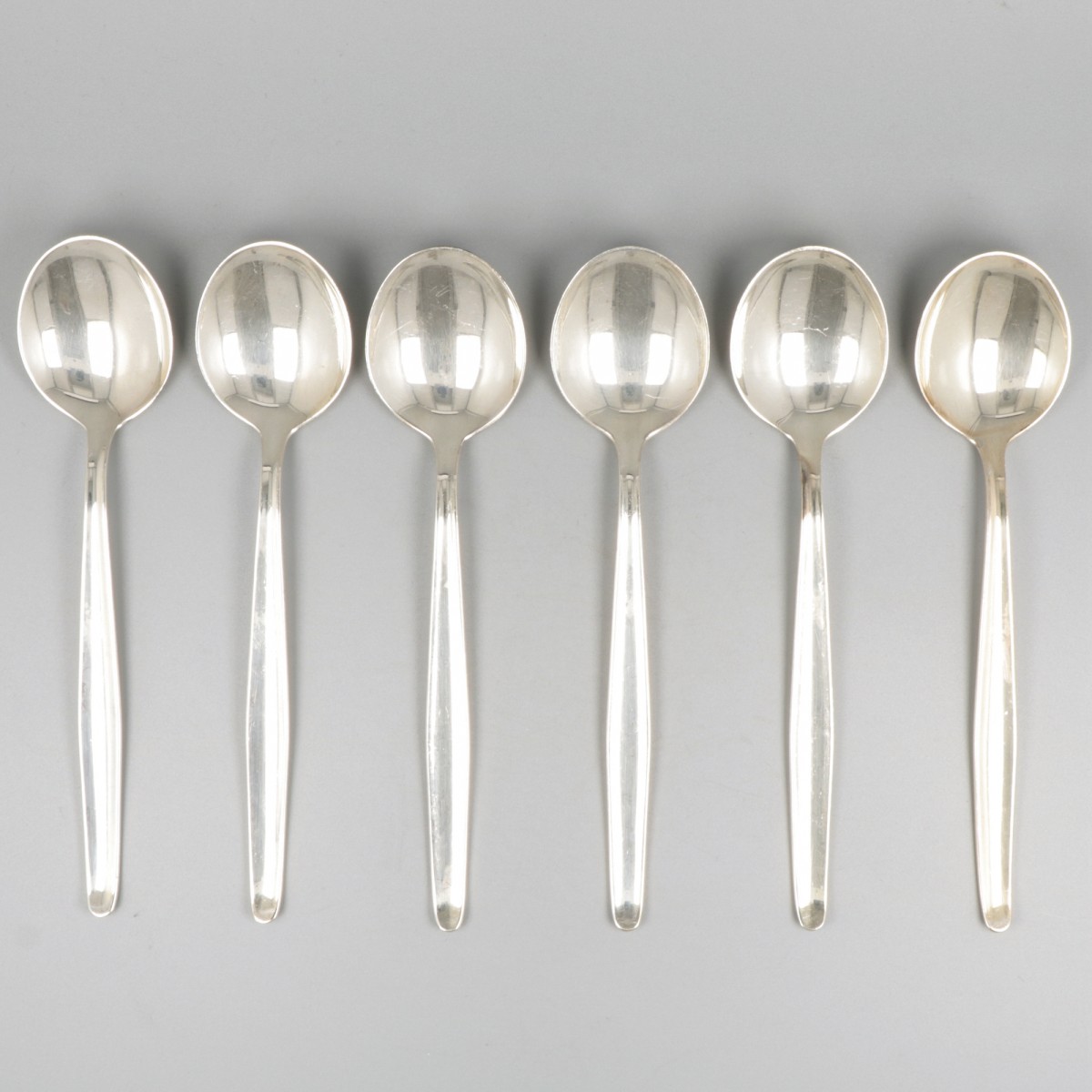 6-delige set dinerlepels ''model Jeunesse'' zilver.