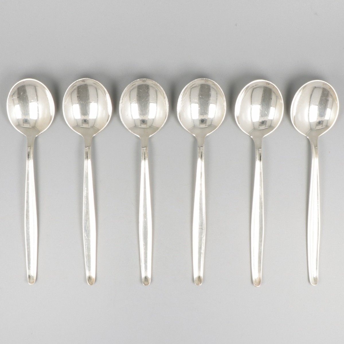 6-delige set ontbijtlepels ''model Jeunesse'' zilver.