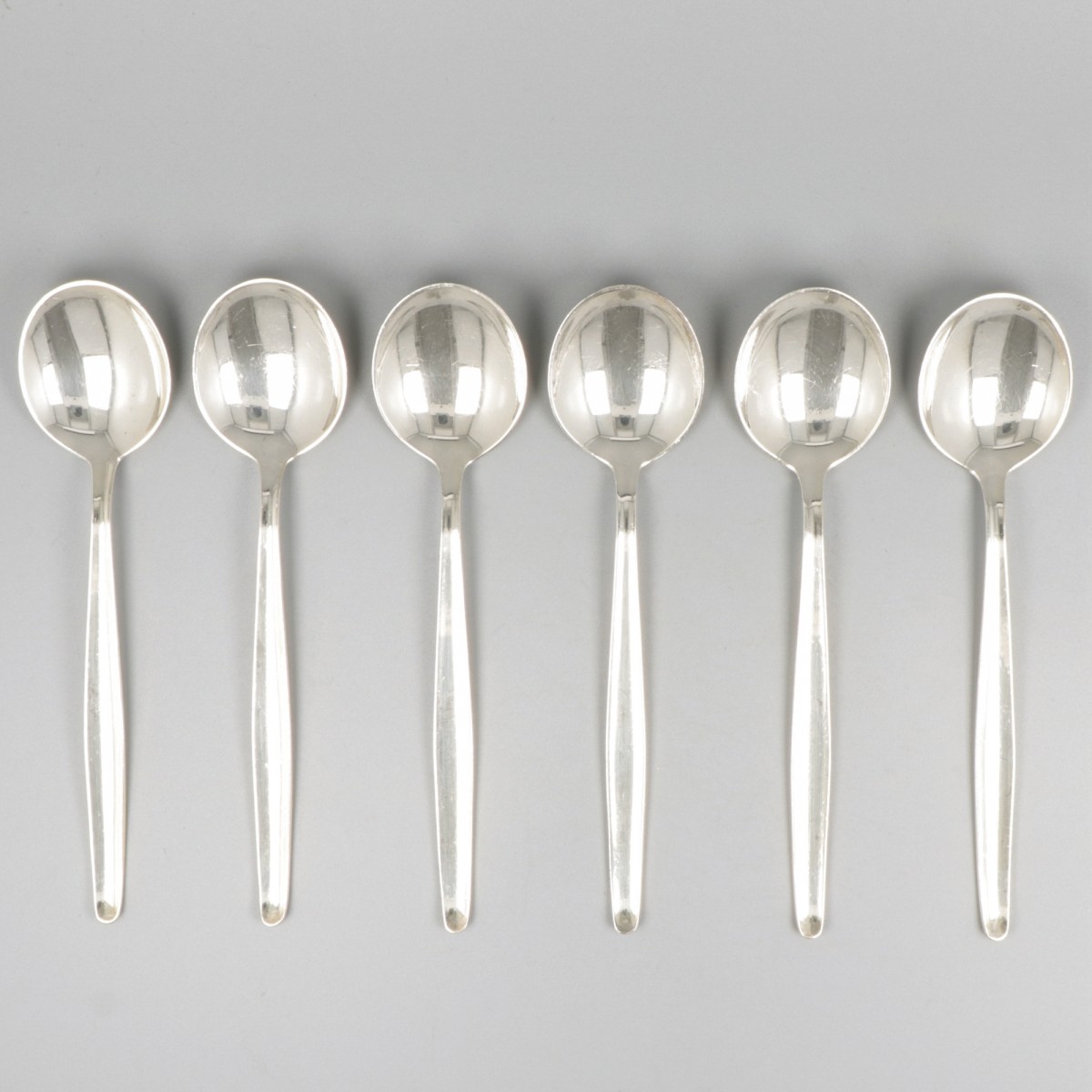 6-delige set ontbijtlepels ''model Jeunesse'' zilver.