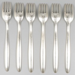 6-delige set dinervorken ''model Jeunesse'' zilver.