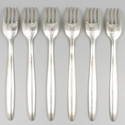 6-delige set dinervorken ''model Jeunesse'' zilver.