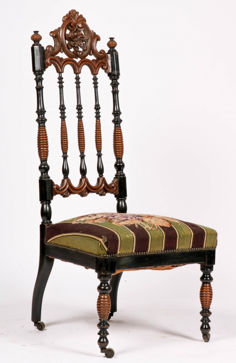 Een Victoriaans halstoeltje, Engeland, ca. 1870.