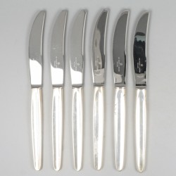 6-delige set dinermessen ''model Jeunesse'' zilver.