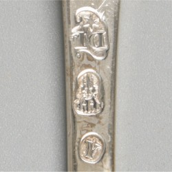 Lepel & vork (Rotterdam, Louis de Haan 1742-1781 & Douwe Eysma 1753-1796) zilver.