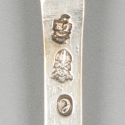 Lepel & vork (Rotterdam, Louis de Haan 1742-1781 & Douwe Eysma 1753-1796) zilver.