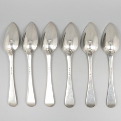6-delige set dinerlepels zilver.