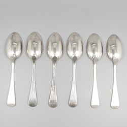 6-delige set ontbijtlepels zilver.