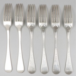 6-delige set dinervorken zilver.