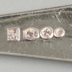 6-delige set ontbijtvorken zilver.