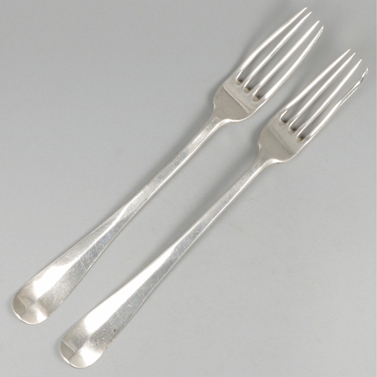 2-delige set vorken (Haarlem, Jan Luiting 1751-1794) zilver.