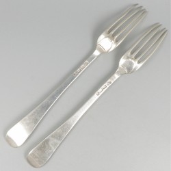 2-delige set vorken (Haarlem, Jan Luiting 1751-1794) zilver.