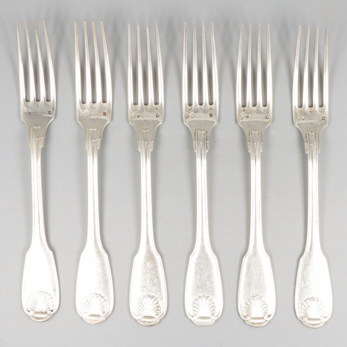 6-delig set vorken Christofle, model Vendome, zilver.
