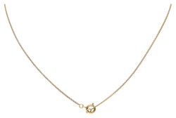 14 kt. Geelgouden collier met hanger bezet met een parel.
