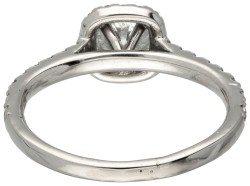 Pt 900 platina halo ring bezet met ca. 0.89 ct. diamant.