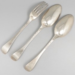 3-delig lot lepels & vork (Amsterdam, Johannes Schiotling 1762-1799) zilver.