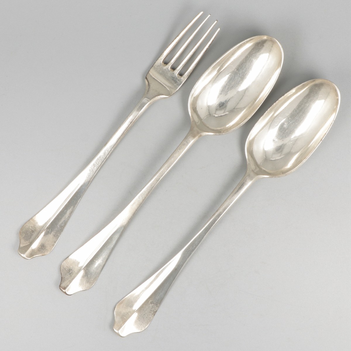 3-delig lot lepels & vork (Rotterdam, Balthasar Levit 1770-1801) zilver.