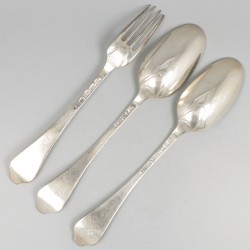 3-delig lot lepels & vork (Rotterdam, Balthasar Levit 1770-1801) zilver.