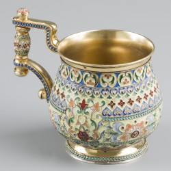 Kop & schotel (Rusland, Moskou Ivan Petrovich Khlebnikov 1867-1917) zilver.