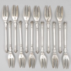 12-delige set taartvorkjes zilver.