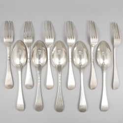11-delige set lepels & vorken (Nederland, Rotterdam, Cornelis Knuystingh 1780-1811) zilver.