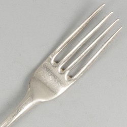 Dinerlepel & vork ('s-Gravenhage, Johannes van der Toorn II, 1771-1811) zilver.