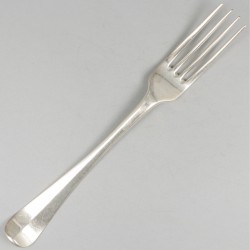 Dinerlepel & 2 vorken ('s-Gravenhage, Reynier de Haan 1731-1783) zilver.