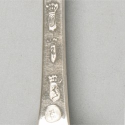 Dinerlepel & 2 vorken ('s-Gravenhage, Reynier de Haan 1731-1783) zilver.