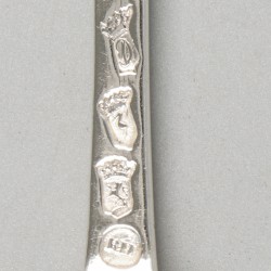 Dinerlepel & 2 vorken ('s-Gravenhage, Reynier de Haan 1731-1783) zilver.