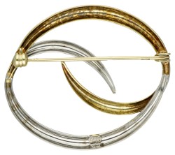 14 kt. Bicolor gouden broche.
