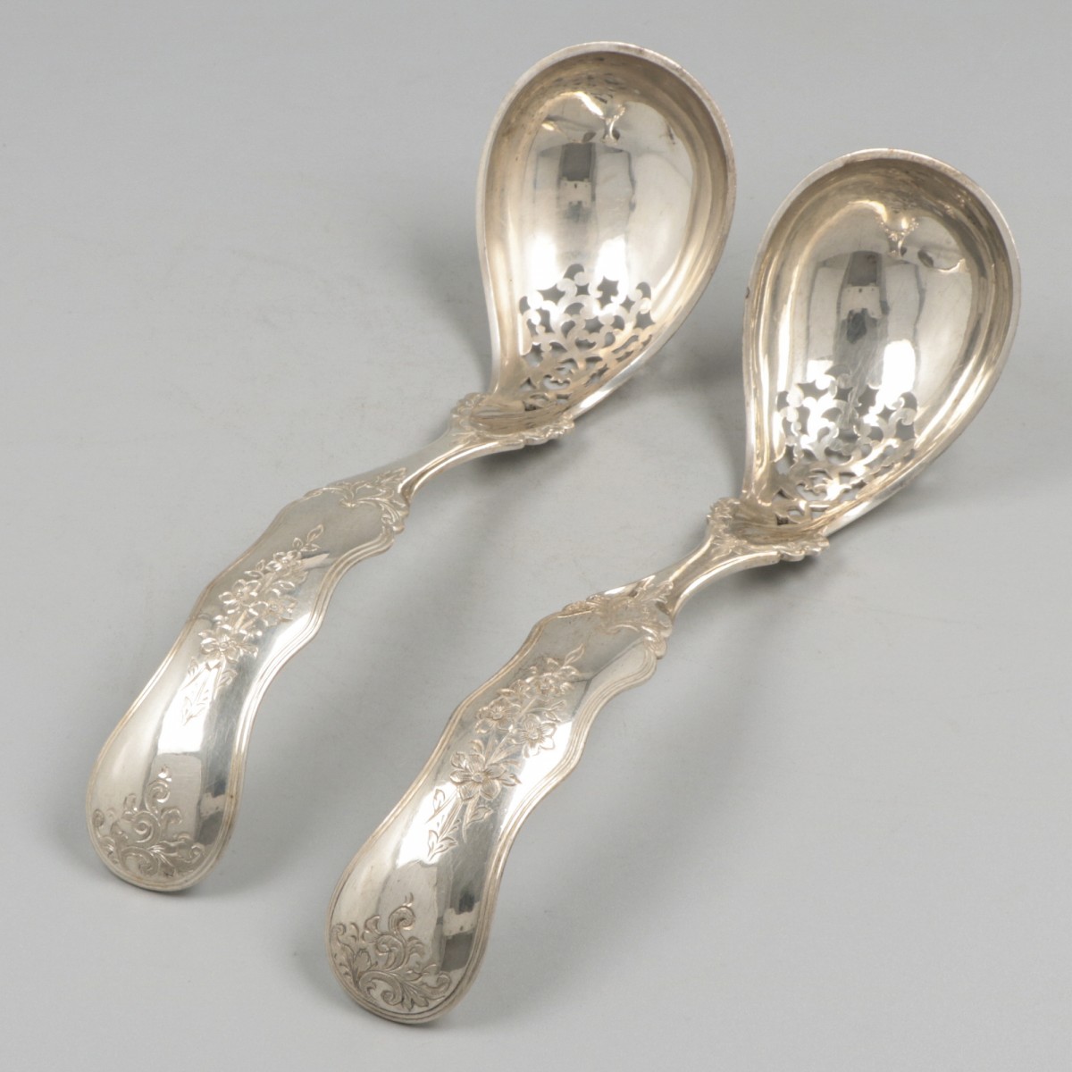 2-delige set compotelepels zilver.