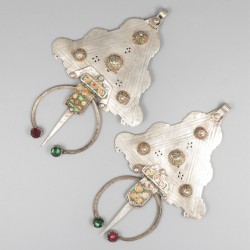 2-delige set Fibulae (Zuid-Marokko / West Anti-Atlas, Tiznit regio, naam begin 20e eeuw: Tizernai) zilver.