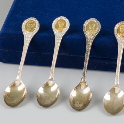 Set van 7 lepels van ''De Koningen en Koninginnen van Europa'' zilver - lepelverzameling - Franklin Mint.