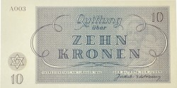 Czech Republik. 10 Kronen. Banknote. Type 1943. Type Theresienstadt. - About UNC.