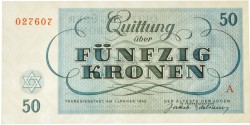 Czech Republik. 50 Kronen. Banknote. Type 1943. Type Theresienstadt. - UNC.