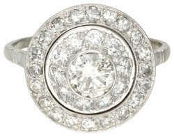 Art deco 18 kt. witgouden target ring bezet met ca. 1.40 ct. diamant.