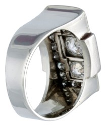 18 kt. Witgouden art deco tank ring bezet met ca. 1.30 ct. diamant.