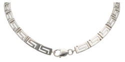 Sterling zilveren set van collier, armband en oorclips met meandermotief door Scandinavische designer VFH.