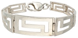 Sterling zilveren set van collier, armband en oorclips met meandermotief door Scandinavische designer VFH.