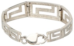 Sterling zilveren set van collier, armband en oorclips met meandermotief door Scandinavische designer VFH.