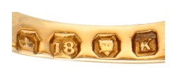 Victoriaanse 18 kt. geelgouden 'Gypsy' ring bezet met ca. 0.95 ct. diamant.