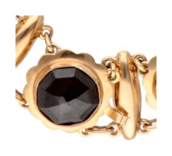 Vintage 14 kt. geelgouden bootjesketting bezet met granaat.