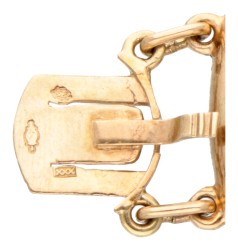 Vintage 14 kt. geelgouden bootjesketting bezet met granaat.