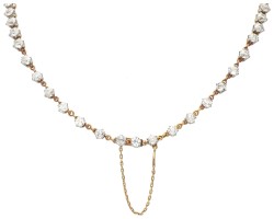 Antieke 18 kt. en Pt 950 bicolor gouden halsketting bezet met ca. 27.50 ct. diamant.