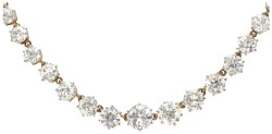 Antieke 18 kt. en Pt 950 bicolor gouden halsketting bezet met ca. 27.50 ct. diamant.