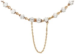 Antieke 18 kt. en Pt 950 bicolor gouden halsketting bezet met ca. 27.50 ct. diamant.