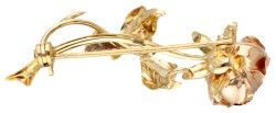 14 kt. Bicolor gouden roosvormige broche.